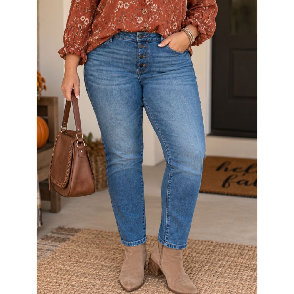 SIMPLY VERA Button-Fly High Rise Sz 16 Women's Solid Dark Wash Stretch Jeans